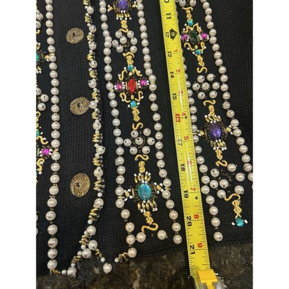 Vintage Michael‎ Simon Cardigan Ramie Cotton Sz M Beaded Jeweled Statement Piece - Picture 8 of 9